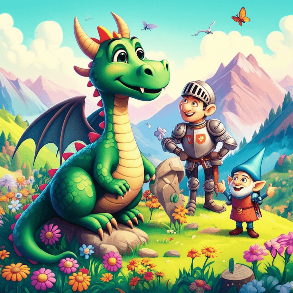 A fantasy valley with characters